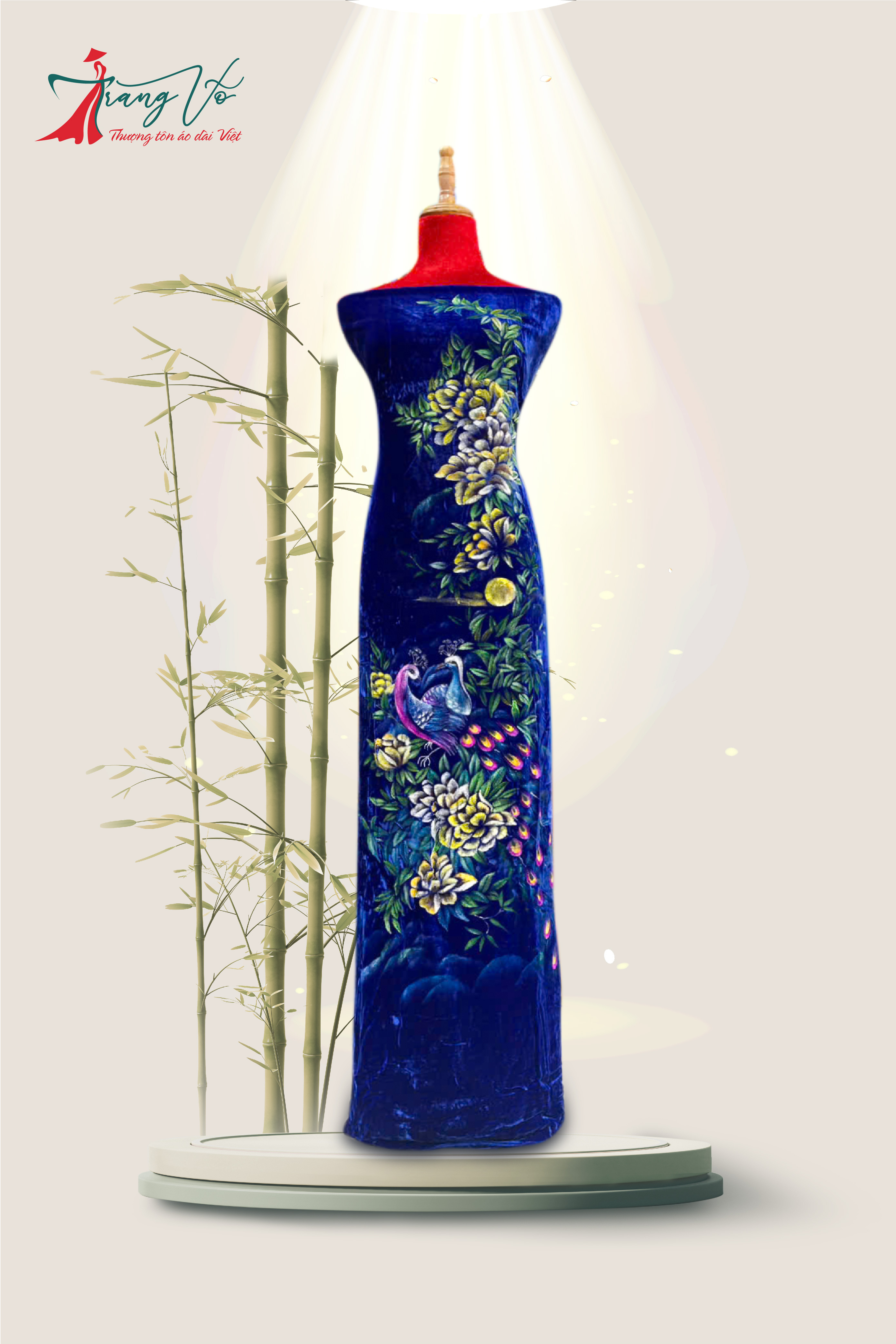NHUNG TUYẾT VẼ CHIM CÔNG ÉP ĐÁ CAO CẤP #02112406